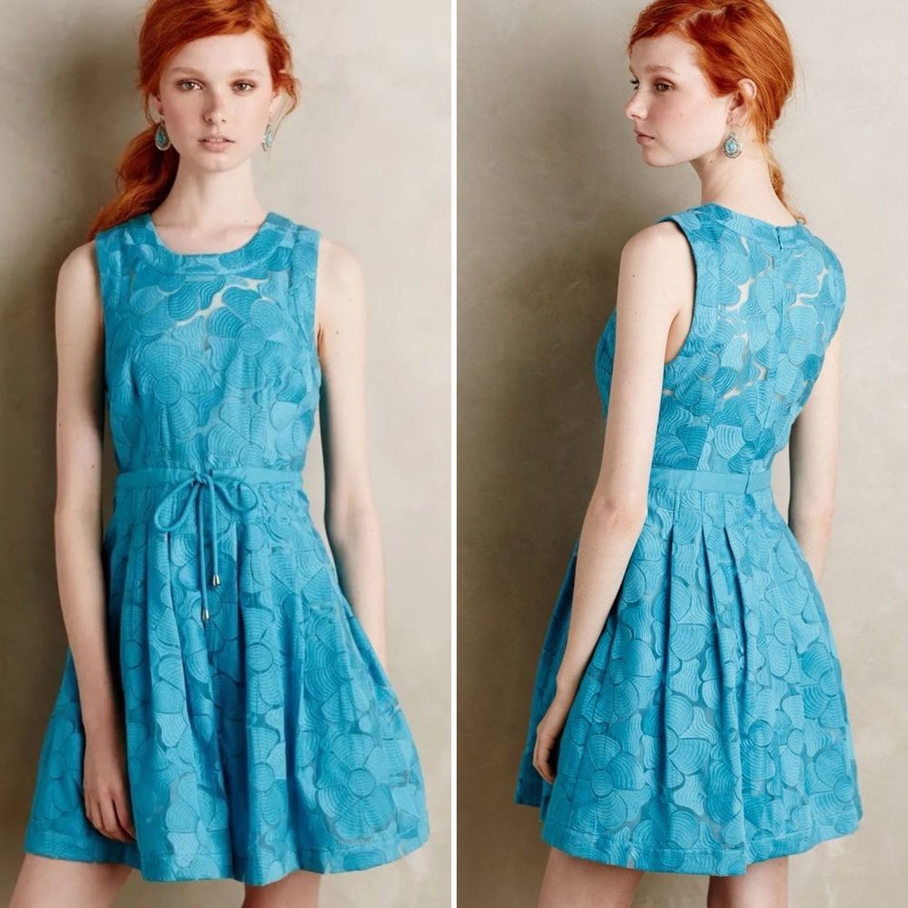 Tracy Reese Dress 8 Blue Sleeveless Sundress